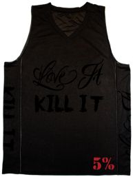 #67 Rich Piana Love It Kill It - Basketball Jersey (Blacked Out/Red)